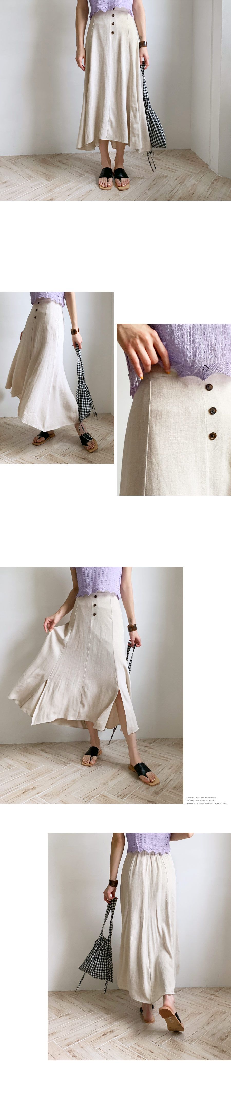 リネン混ボタンスリットスカート・全2色 | DHOLIC | 詳細画像2