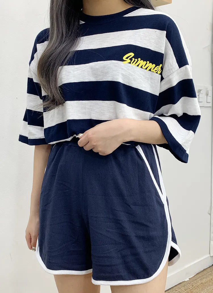 summerボーダーTシャツ&パンツSET | bullang girls | 詳細画像1