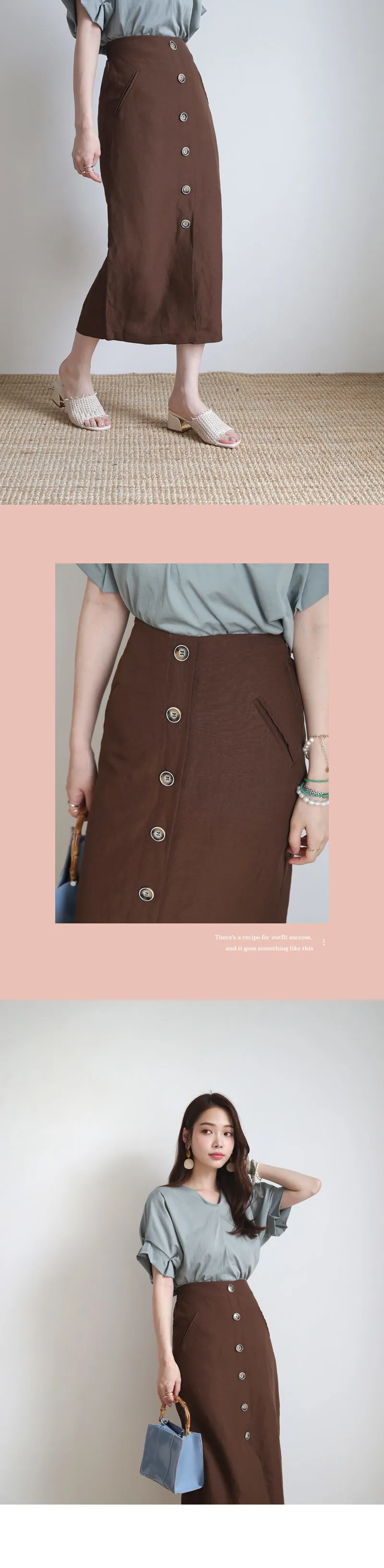 リネン混ボタンスカート・全2色 | DHOLIC PLUS | 詳細画像2