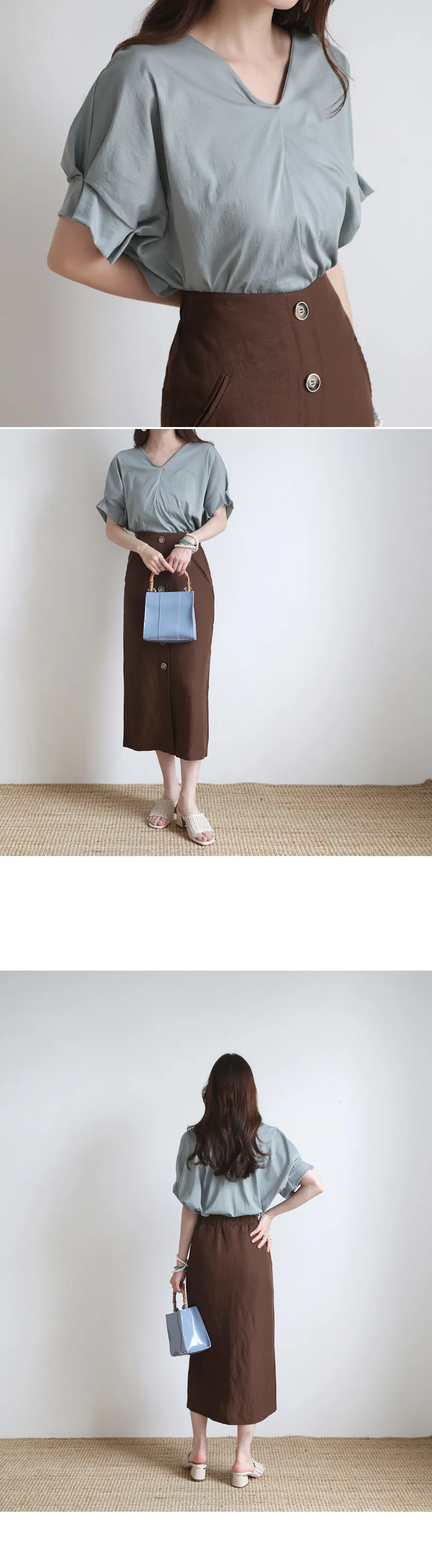リネン混ボタンスカート・全2色 | DHOLIC PLUS | 詳細画像3