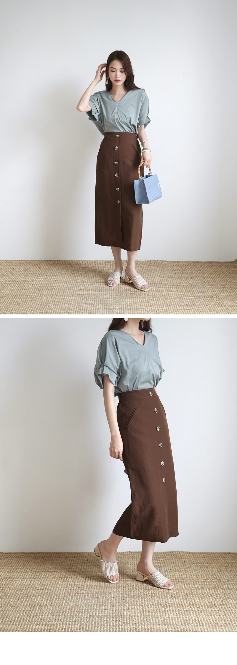 リネン混ボタンスカート・全2色 | DHOLIC PLUS | 詳細画像5