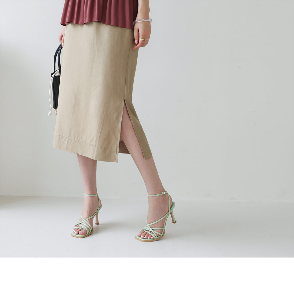 リネン混スリットスカート・全3色 | DHOLIC PLUS | 詳細画像12