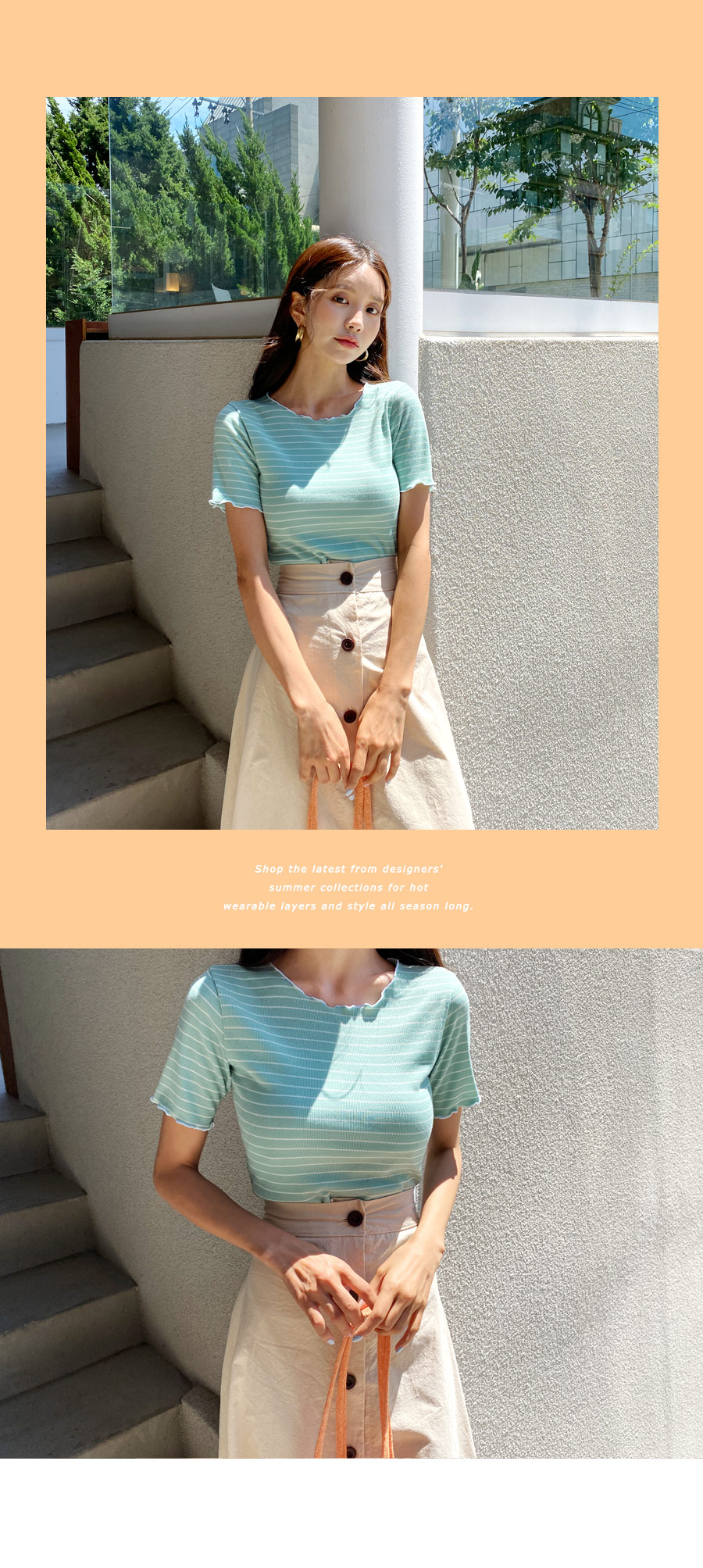 ウェーブボーダーTシャツ・全4色 | DHOLIC | 詳細画像7