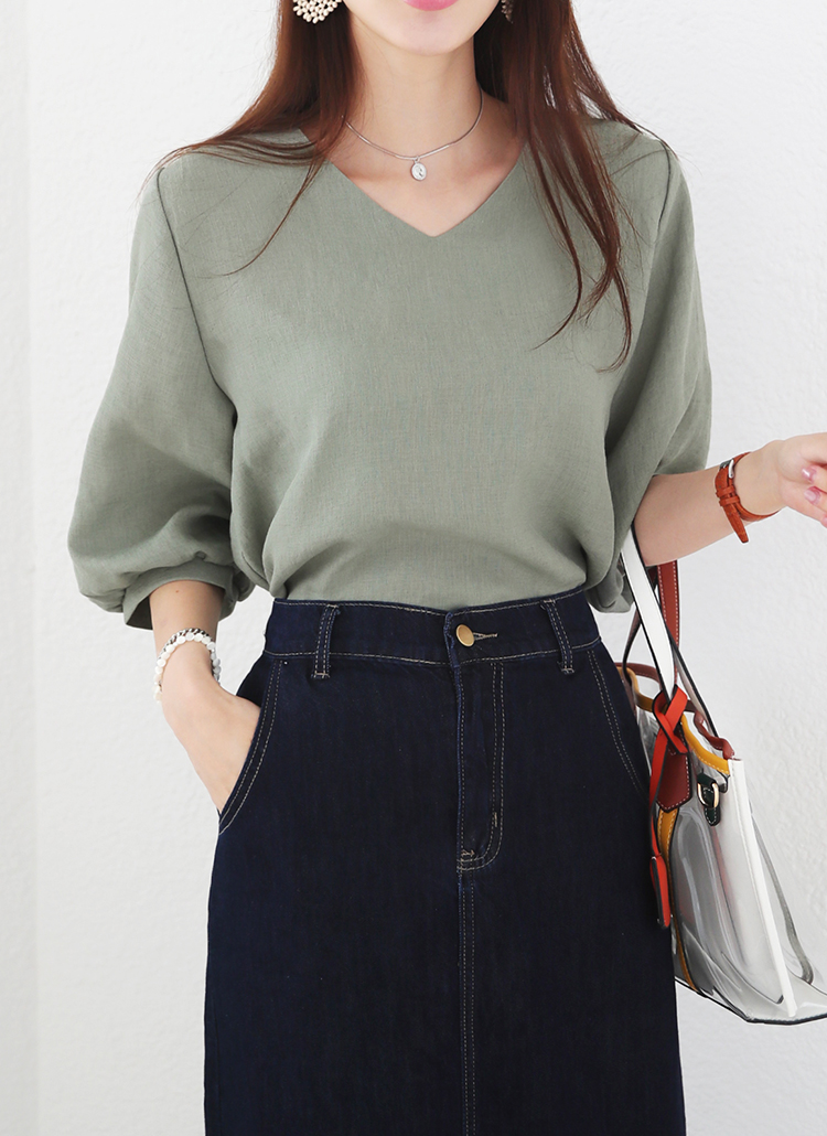 Vネック7分丈パフスリーブブラウス トップス ブラウス Dholic Ladies ディホリックレディース ファッション総合通販 Dholic