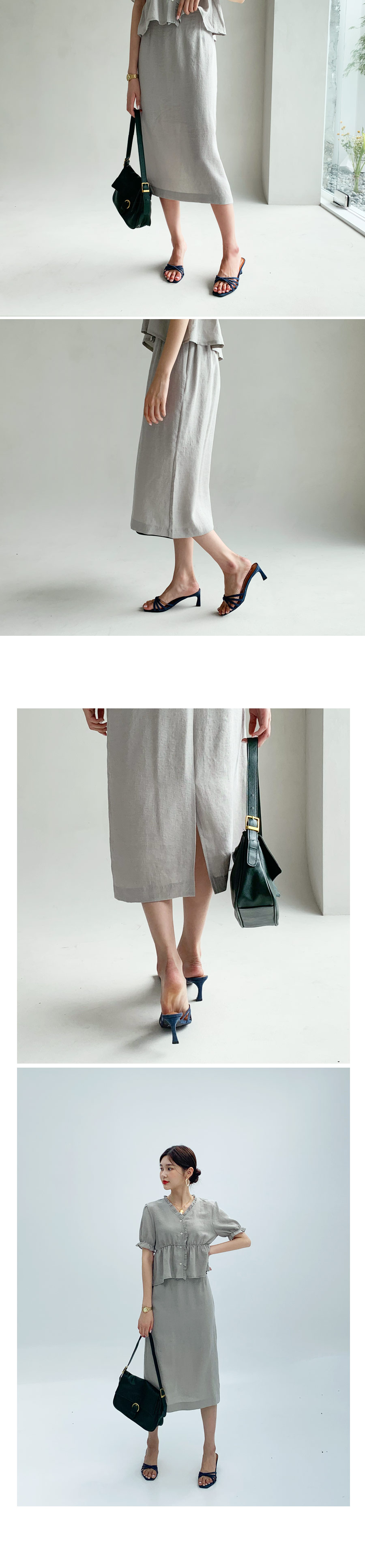 フリルボタンブラウス&HラインスカートSET・全2色 | DHOLIC | 詳細画像7