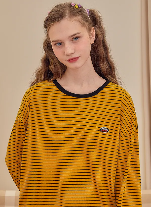 ボーダーパッチ長袖Tシャツ | muahmuah | 詳細画像1