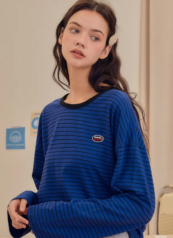 ボーダーパッチ長袖Tシャツ | muahmuah | 詳細画像2