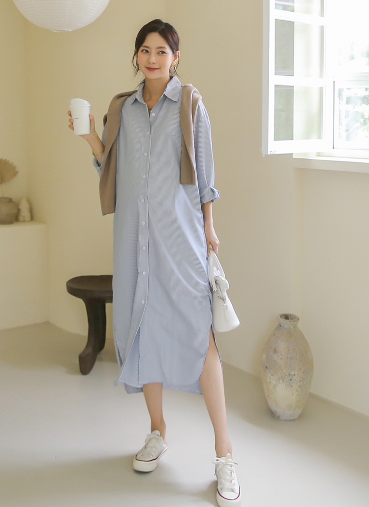 FALASCO ロング シャツワンピース TANG｜コットン リネン ウェザークロス ロングシャツ ワンピース