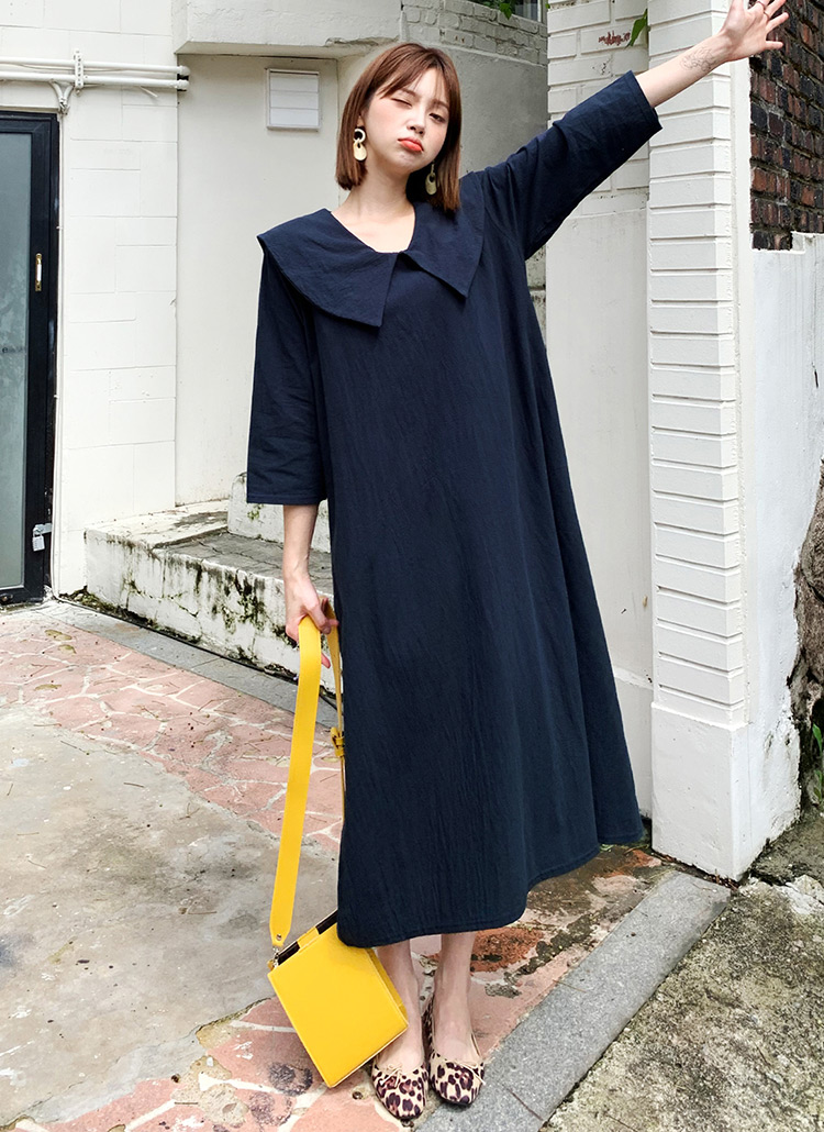 ビッグカラーワンピース・全4色 | レディースファッション通販