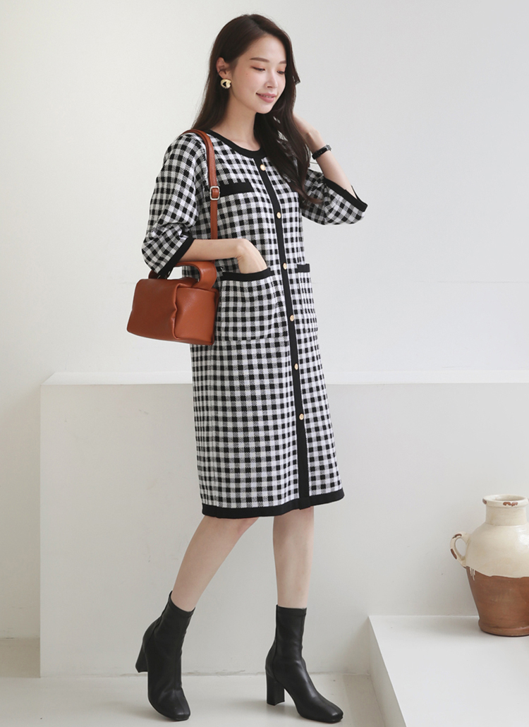 ボタンチェックニットワンピース 全2色ワンピース スカート レディースファッション通販 Dholicディーホリック ファストファッション 水着 ワンピース