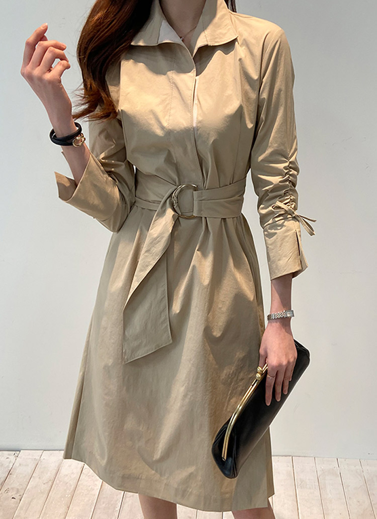 リングベルト付リボン袖ワンピース | レディースファッション通販 - DHOLIC