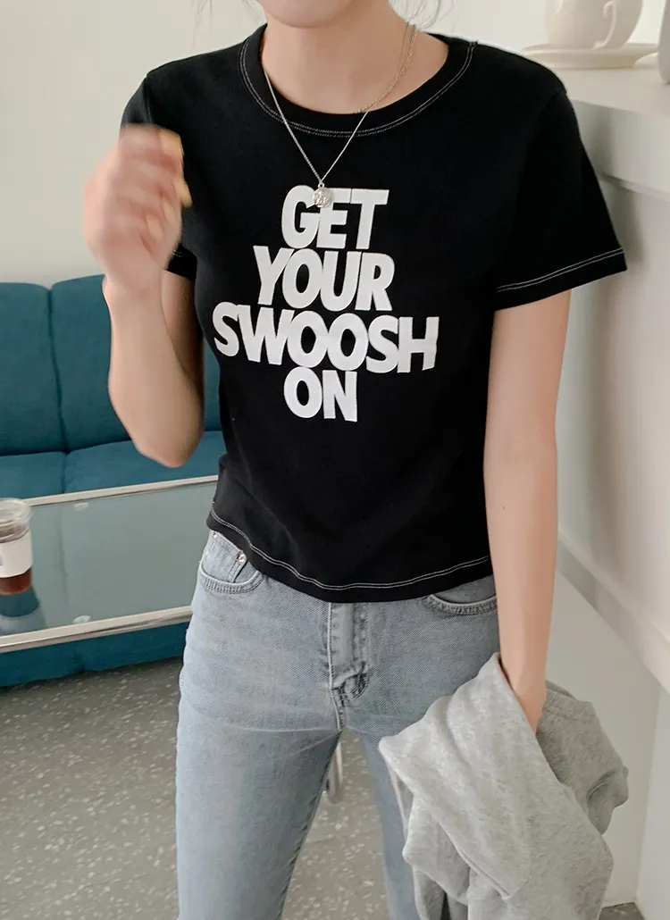SWOOSHステッチ半袖Tシャツ | qnigirls | 詳細画像1