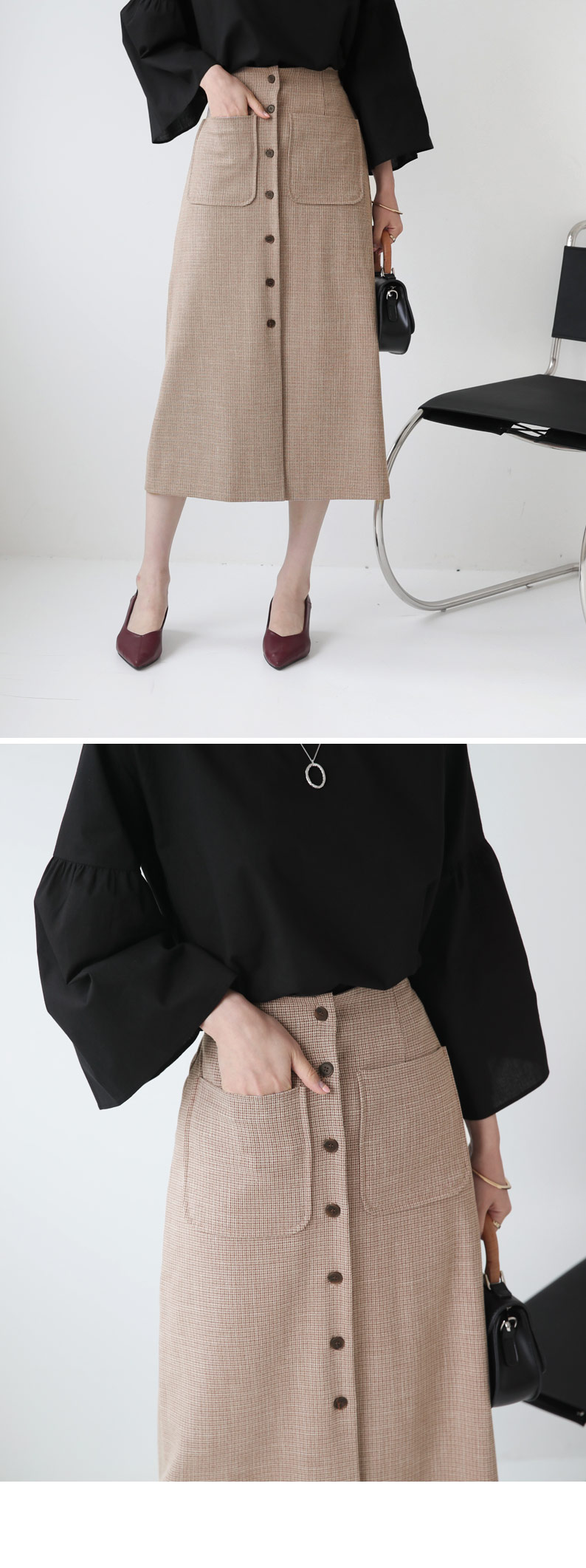 ポケットチェックボタンスカート・全2色 | DHOLIC PLUS | 詳細画像2