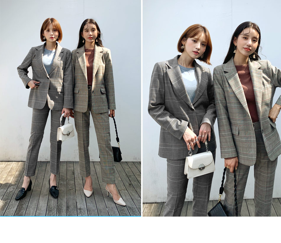 チェックジャケット&スラックスSET・全2色 | レディース