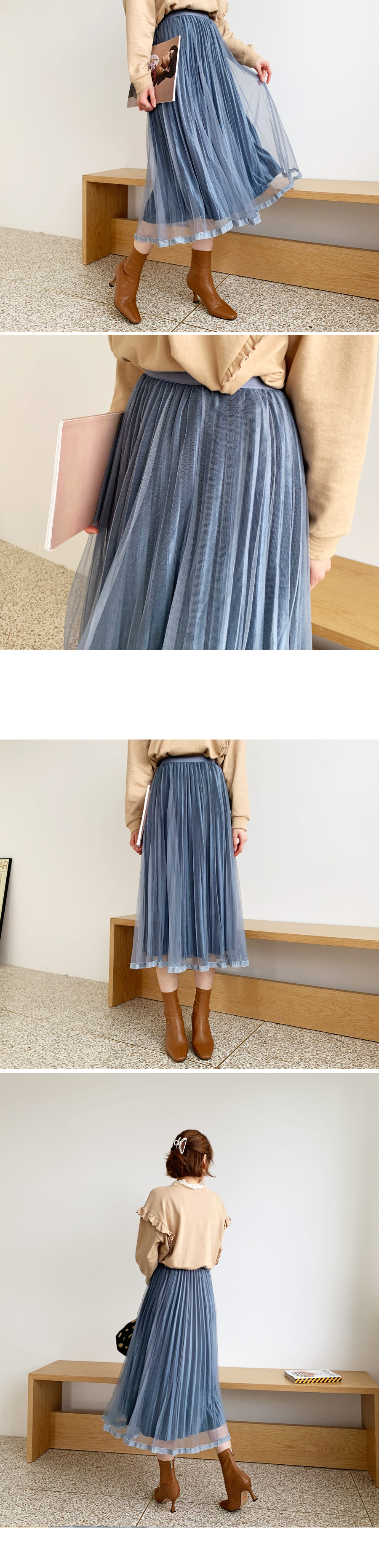 ベロアチュールプリーツスカート・全4色 | DHOLIC | 詳細画像2