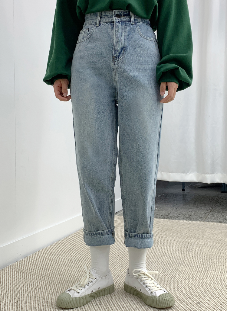 ハイウエストライトブルーデニムパンツ | レディースファッション通販