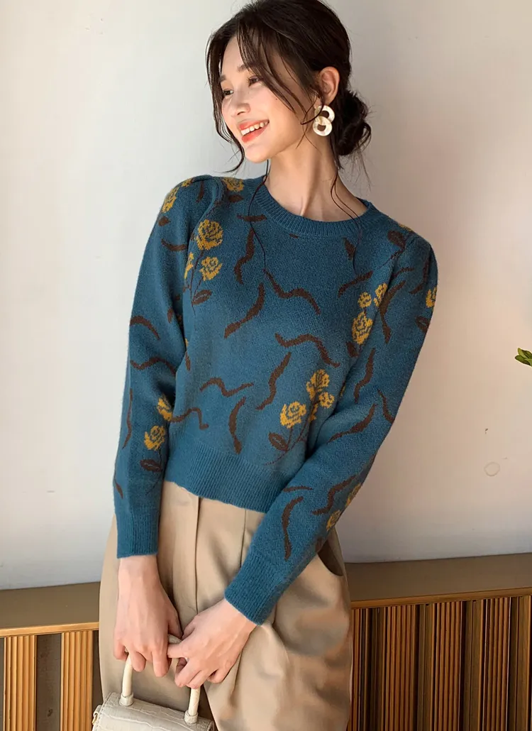 フラワーパターンニット・全4色 | DHOLIC | 詳細画像1