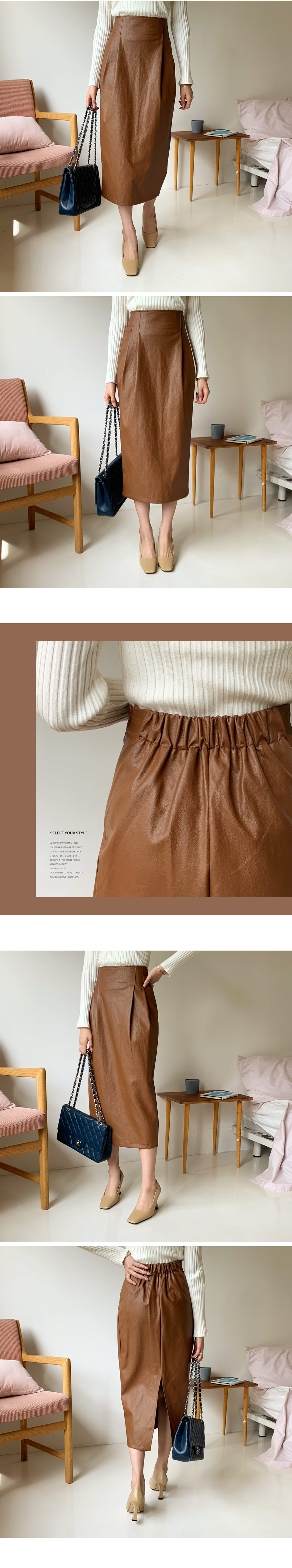 タックレザー調スカート・全3色 | DHOLIC | 詳細画像2