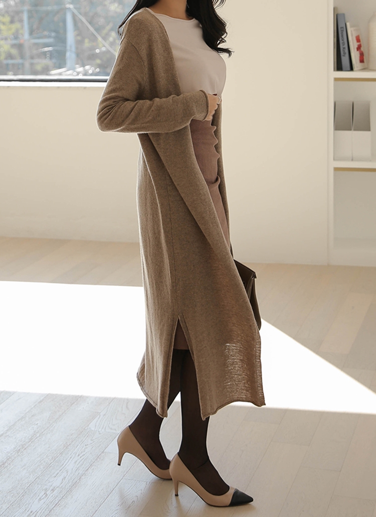 #wnc ビスケー BCami カーディガン 黒 ドルマンスリーブ ニット シルク混 カシミア混 ロング レディース [862336] フロントプレートニットカーディガン＆キャミソール｜ACLENT