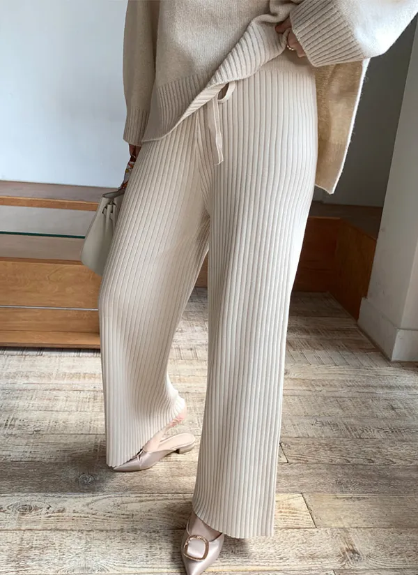 ワイドリブニットパンツ | レディースファッション通販 - DHOLIC 