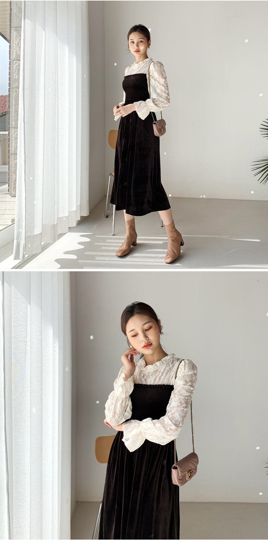 ベロアレースワンピース・全2色 | レディースファッション通販 - DHOLIC