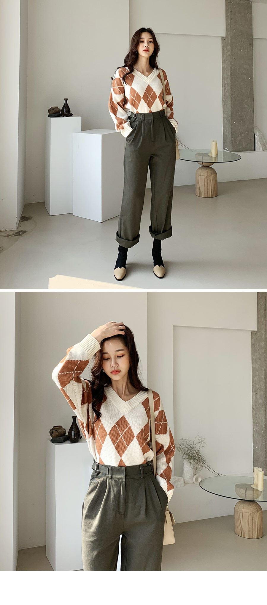 Vネックアーガイルニット・全4色 | DHOLIC | 詳細画像2