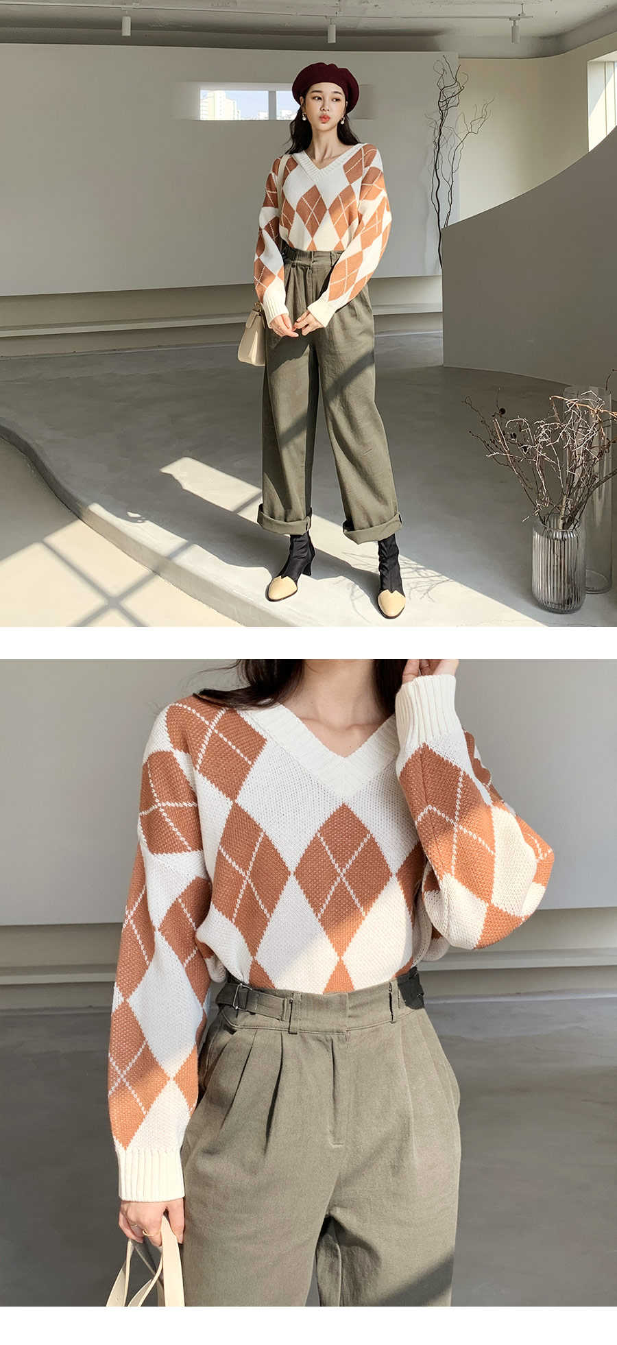 Vネックアーガイルニット・全4色 | DHOLIC | 詳細画像5