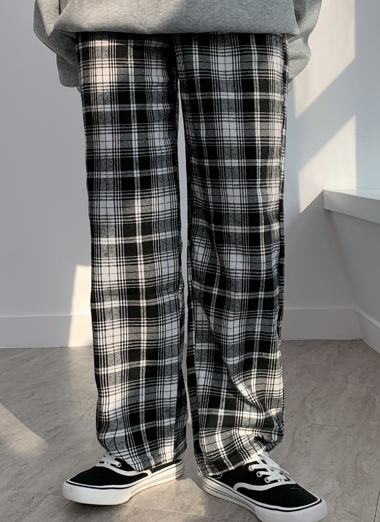 shesame タータンチェックストレートパンツ shesame タータンチェックストレートパンツ shesame（シーセム