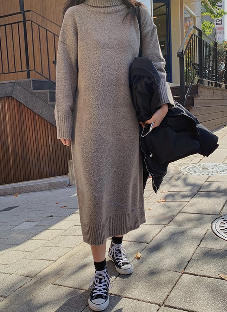タートルネックロングニットワンピース | レディースファッション通販