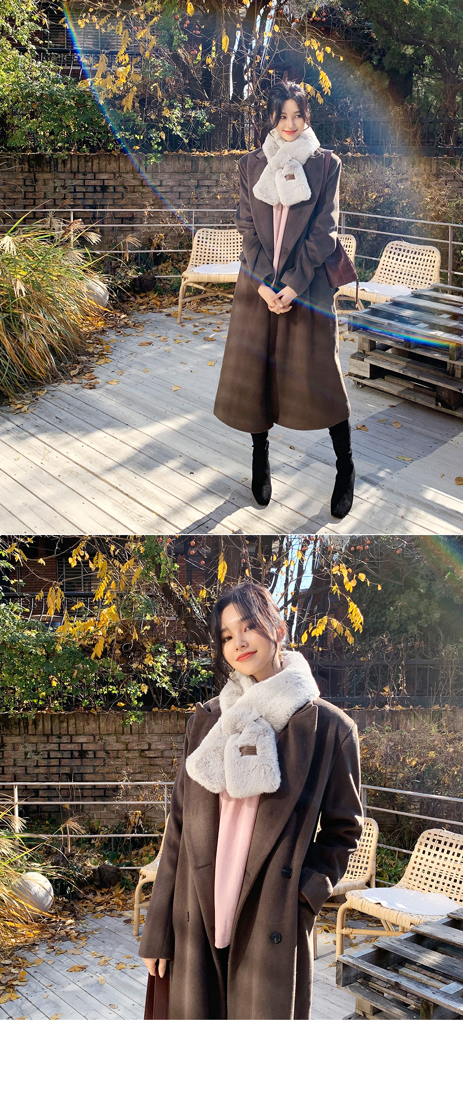 【2秒で着用可能！】 新品 エコファークロスマフラー　ブラウン GALLARDAGALANTE｜【2秒で着用可能!】エコファークロスマフラー