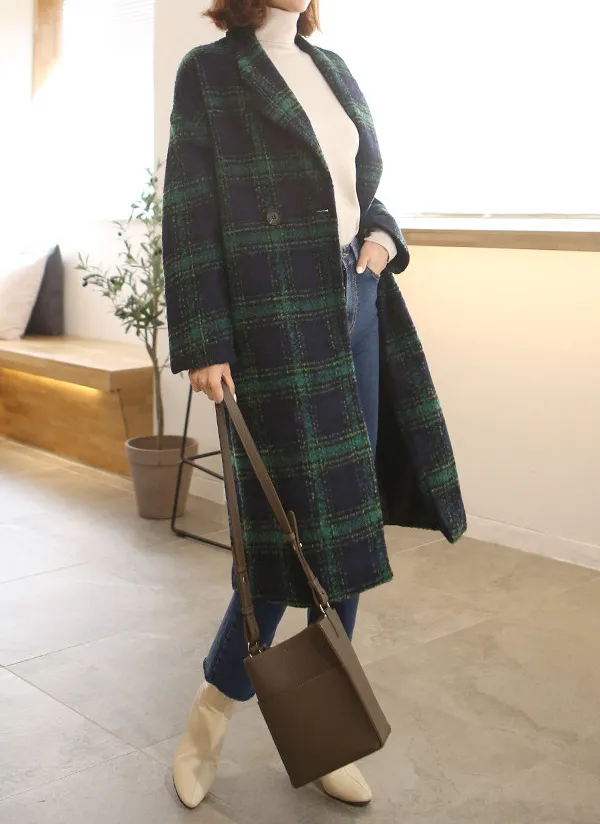 チェック柄ロング丈コート | レディースファッション通販 - DHOLIC 