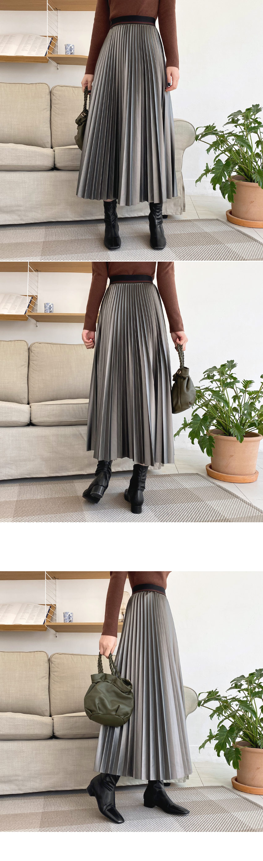 レザー調プリーツスカート・全2色 | DHOLIC PLUS | 詳細画像2