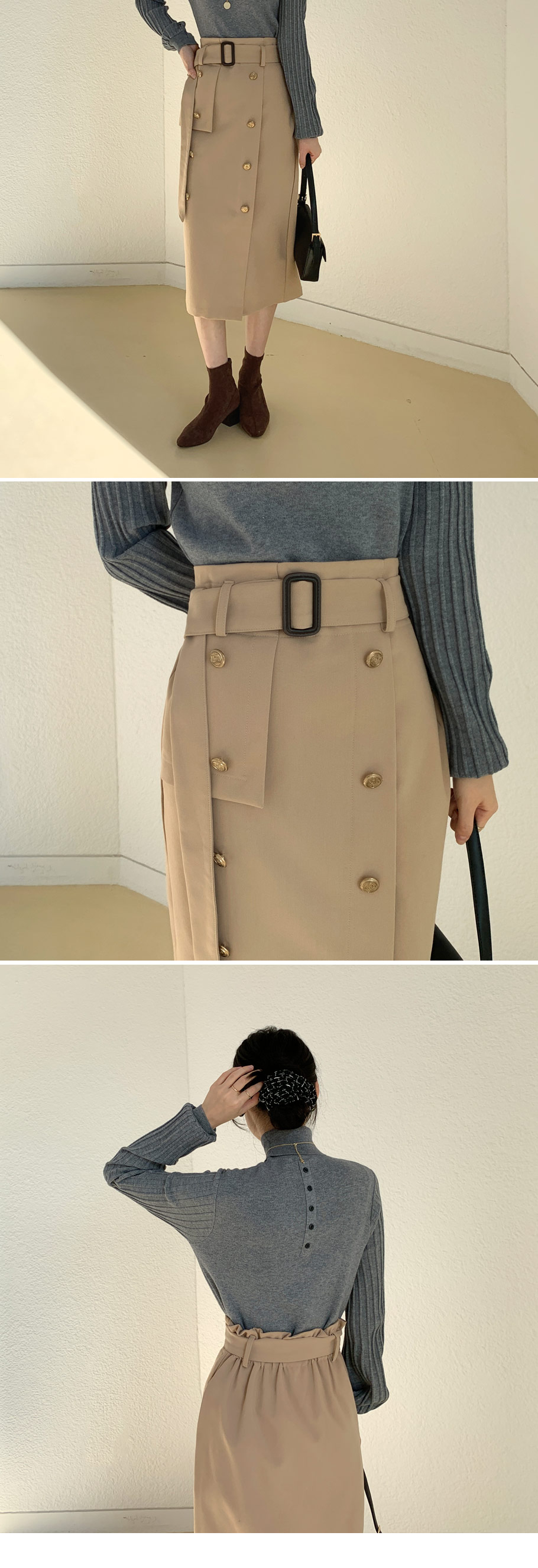 裏起毛ボタンHラインスカート・全2色 | DHOLIC PLUS | 詳細画像4