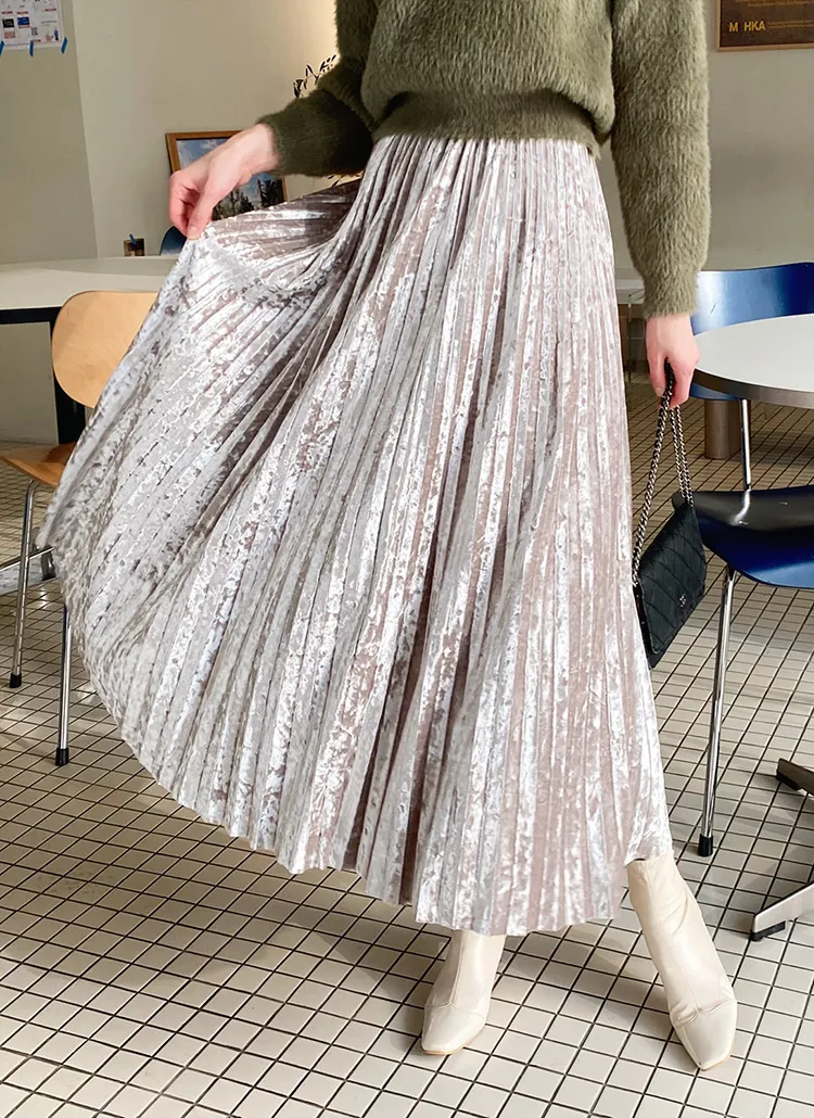 ベロアプリーツスカート・全3色 | DHOLIC | 詳細画像1