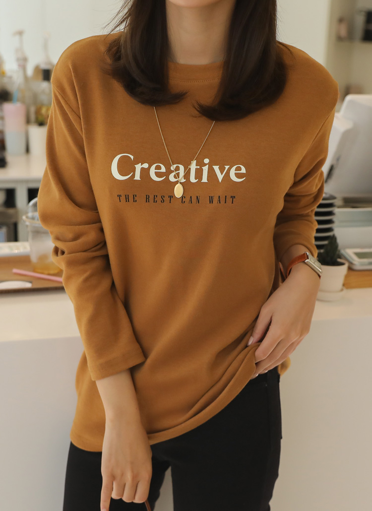 ピーチ起毛CreativeレタリングTシャツ | everynana | 詳細画像1