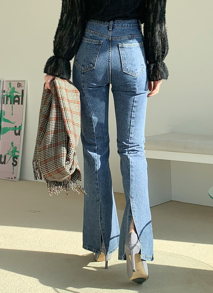 バックスリットデニムパンツ・全1色 | レディースファッション通販  