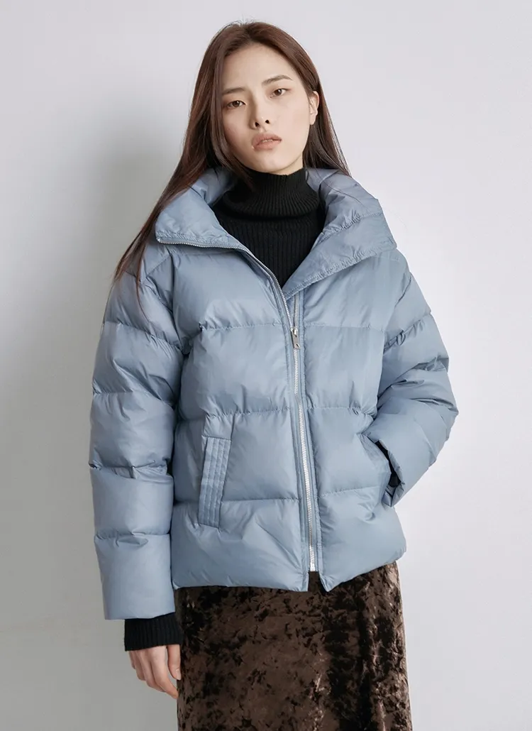 ショートダウンジャケット(ライトブルー) | レディースファッション  