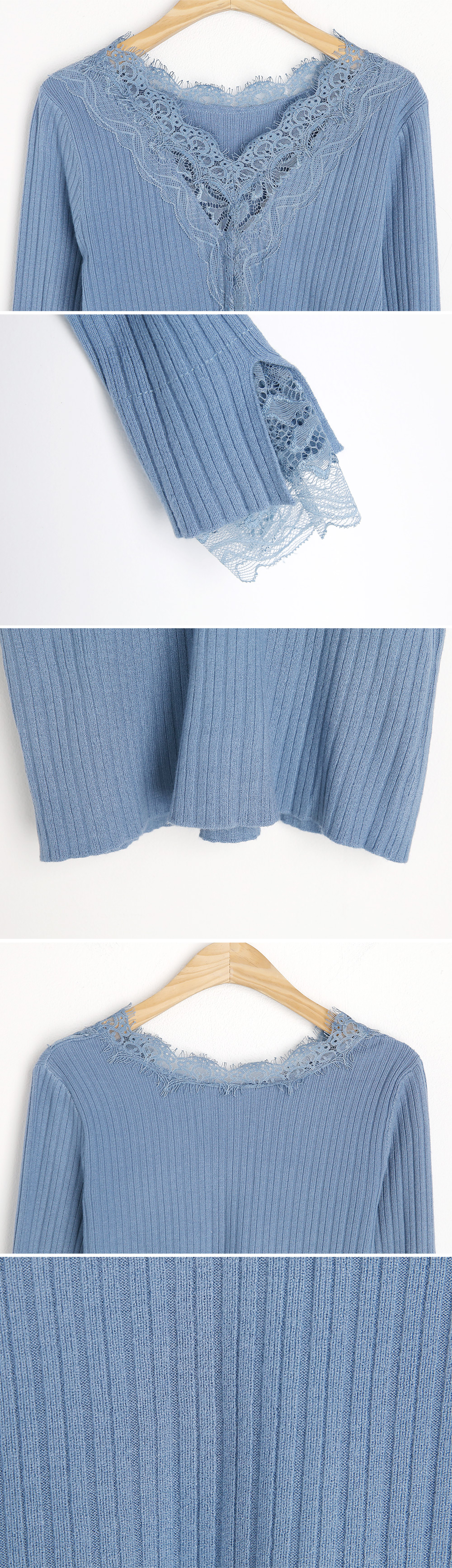 レーススリムVネックニット・全3色 | DHOLIC | 詳細画像12