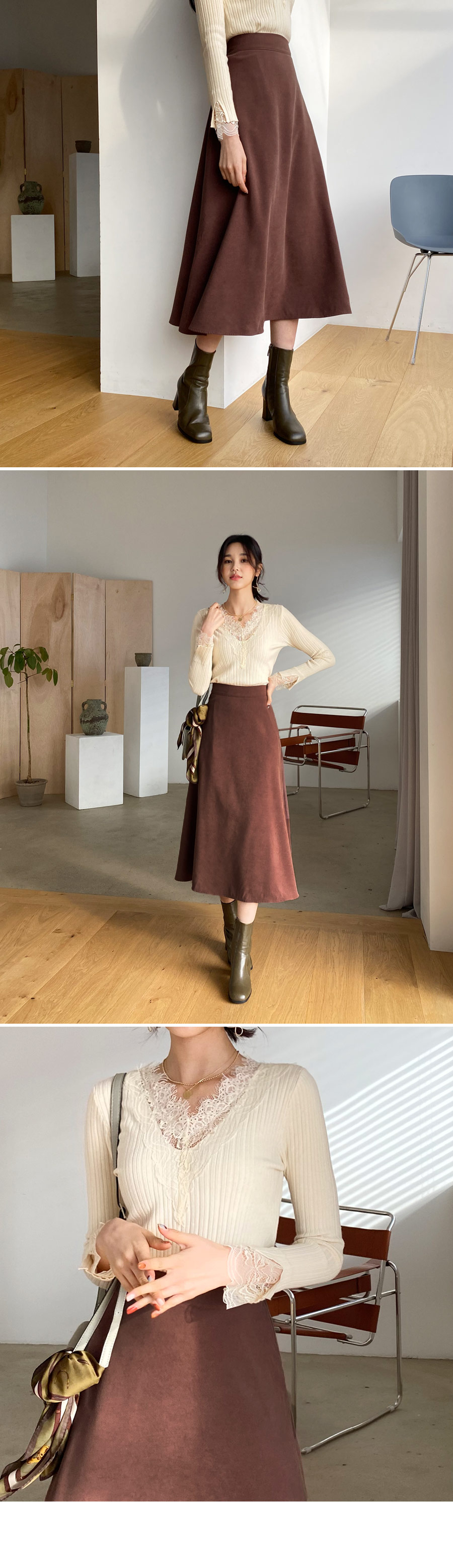 レーススリムVネックニット・全3色 | DHOLIC | 詳細画像4