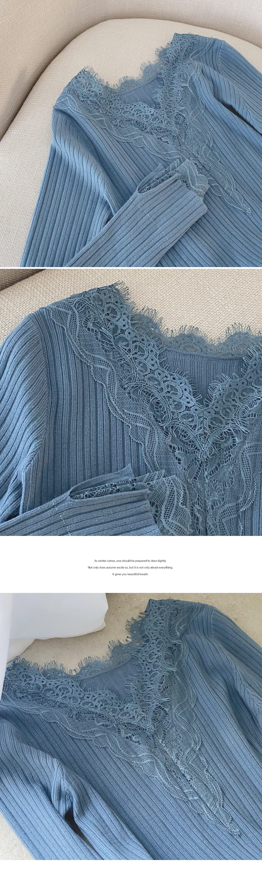 レーススリムVネックニット・全3色 | DHOLIC | 詳細画像8