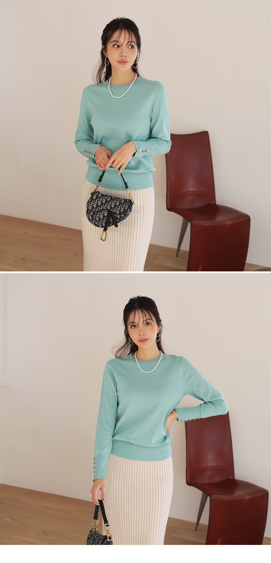 ゴールドボタンスリーブニット・全6色 | DHOLIC PLUS | 詳細画像9