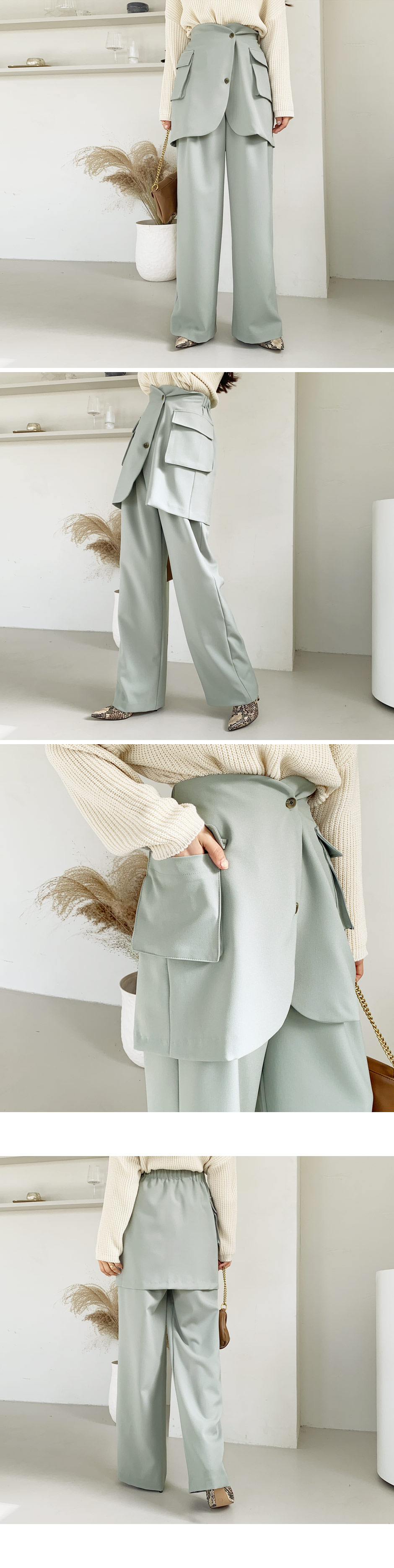 ポケットボタンスカート&タックワイドスラックスSET・全2色 | DHOLIC | 詳細画像2