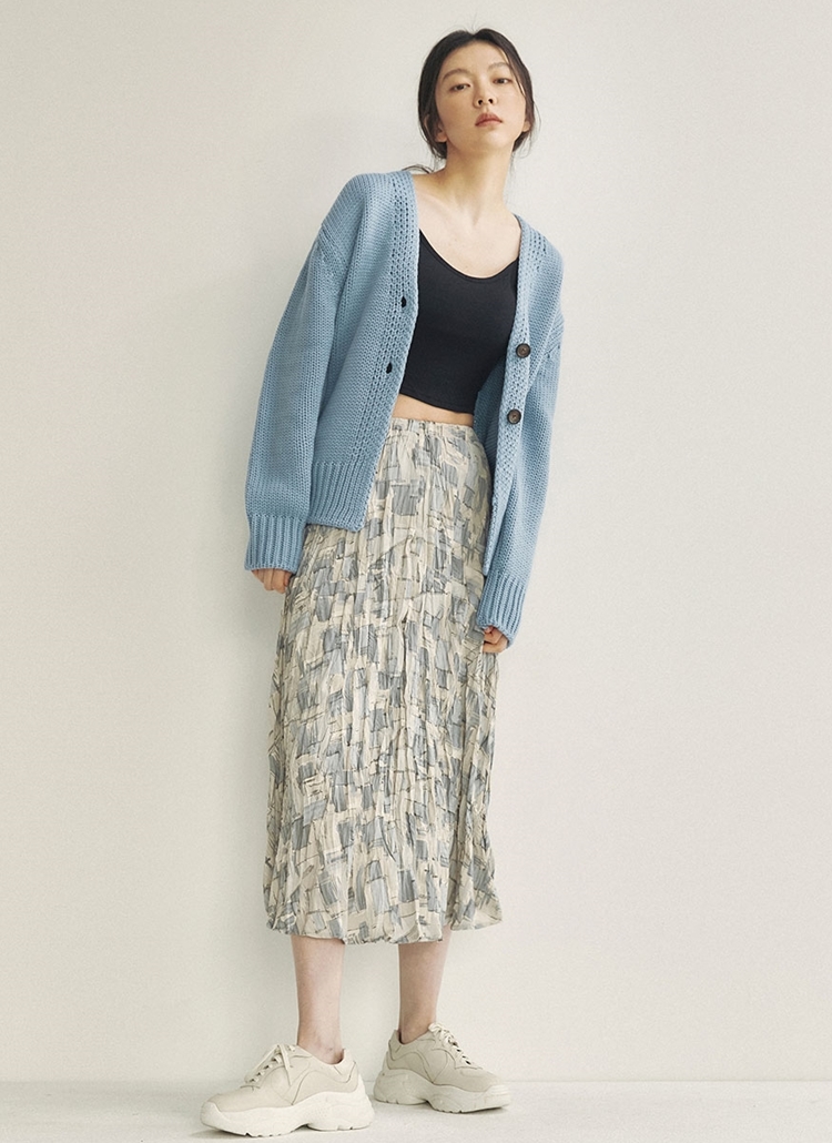 ニットカーディガン(ライトブルー) | レディースファッション