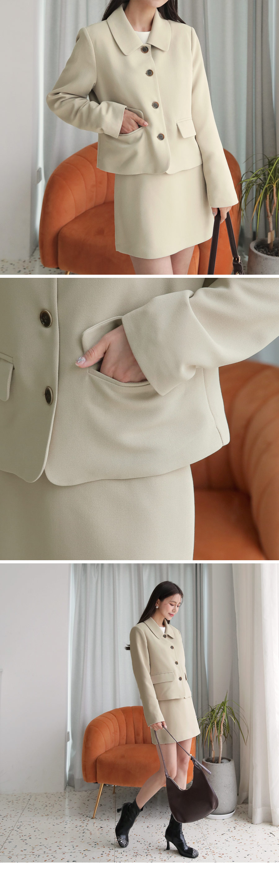 ボタンショートジャケット&ミニスカートSET・全2色 | DHOLIC | 詳細画像5