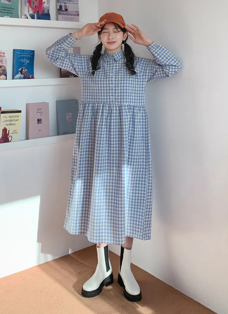 ギンガムチェックカラーワンピース・全2色 | 詳細画像1