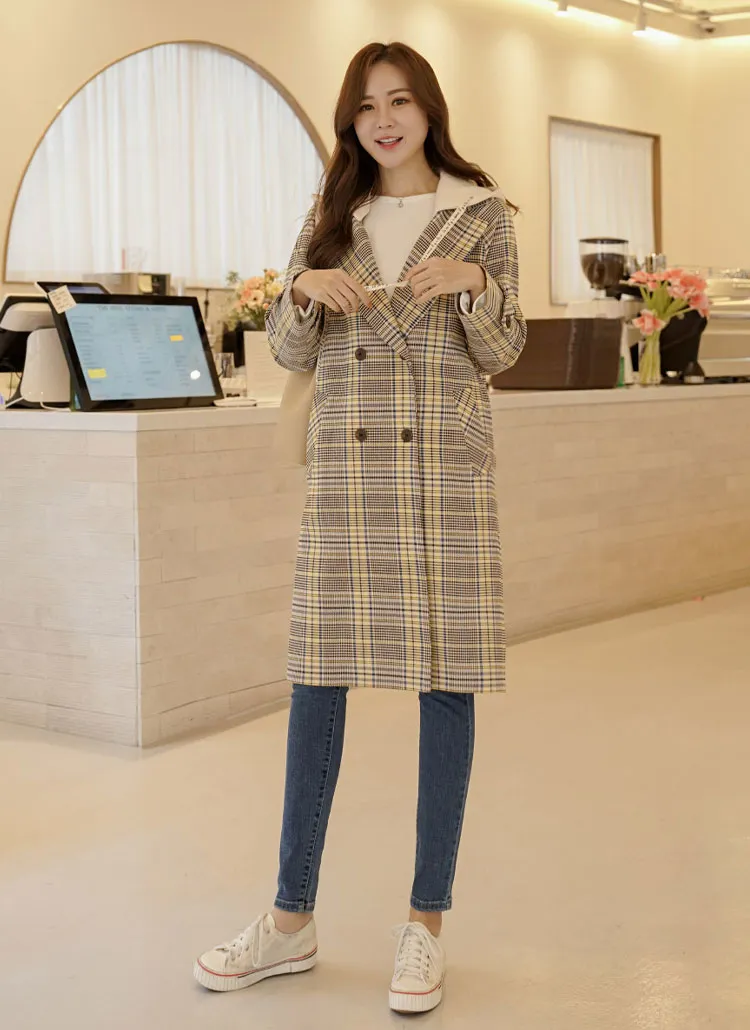配色フードチェック柄コート | レディースファッション通販 - DHOLIC 