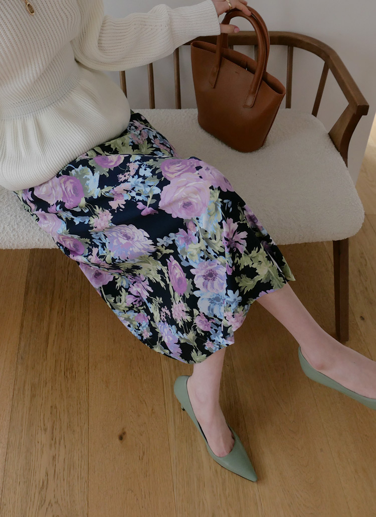 バックゴム花柄スカート・全3色 | DHOLIC PLUS | 詳細画像1