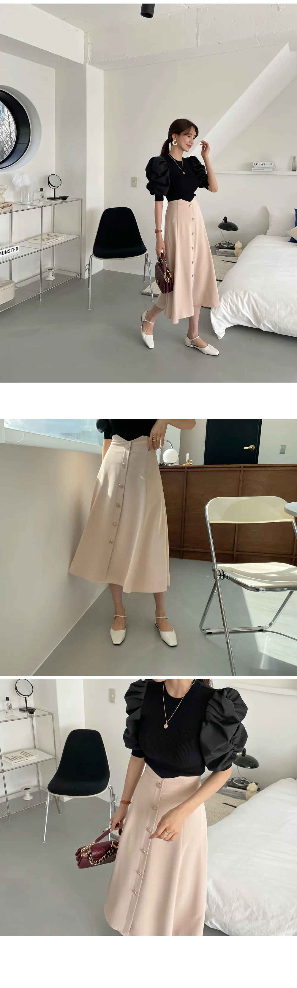 ボタンAラインスカート・全2色 | DHOLIC | 詳細画像7