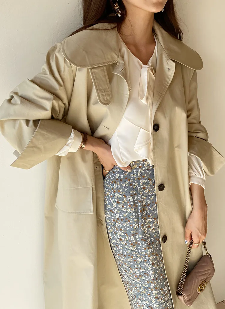 ベルト付ラウンドカラートレンチコート・全2色 | レディース  