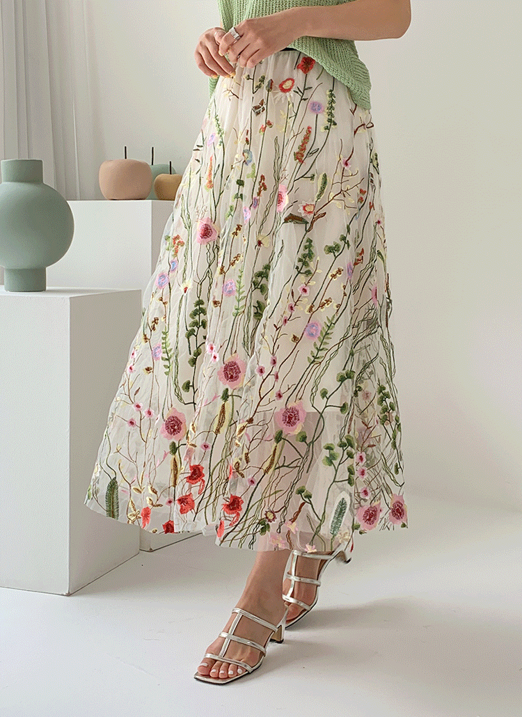 フローラル刺繍スカート | dayday | 詳細画像1